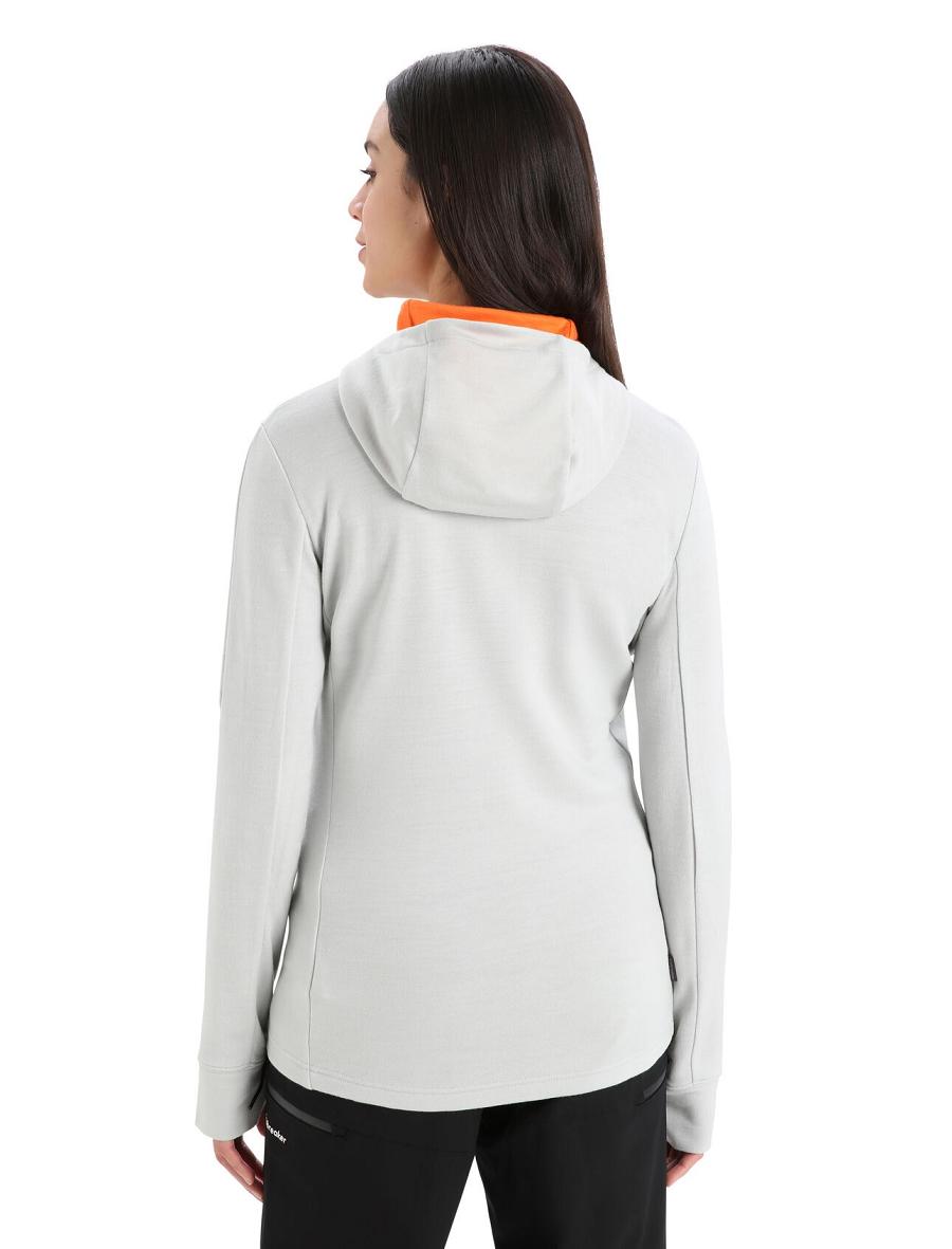 Bluzy Z Kapturem Icebreaker Merino Quantum III Long Sleeve Zip Damskie Pomarańczowe Szare | PL 1271LISH